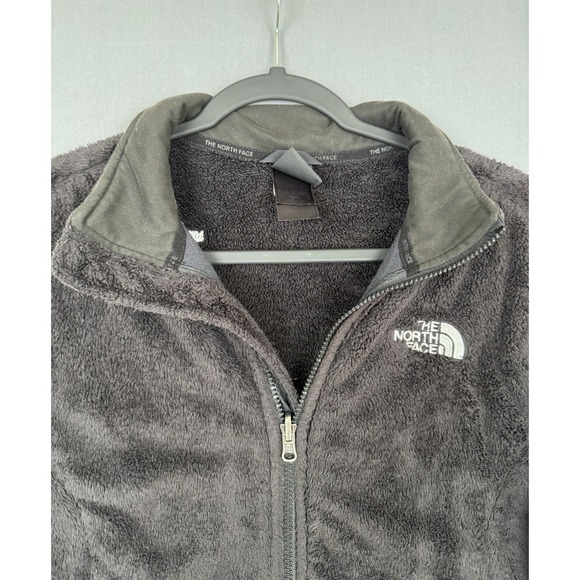 The North Face Jacket Womens Medium M Fuzzy Fleece Full Zip Black Faux Fur Coat - Picture 2 of 8